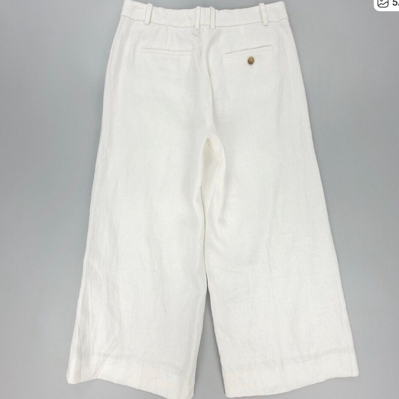 J Crew Gazebo Linen Wide Leg Cropped Pants Size 12 - Picture 3 of 6